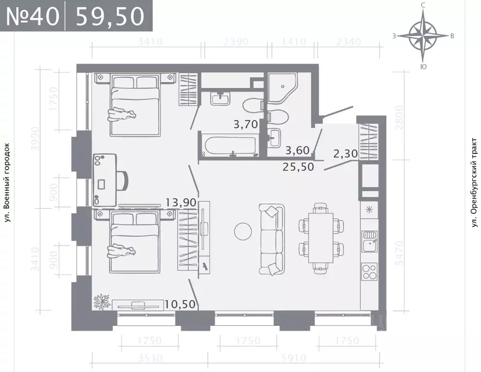2-к кв. Татарстан, Казань ул. Шишкина (59.5 м) - Фото 0