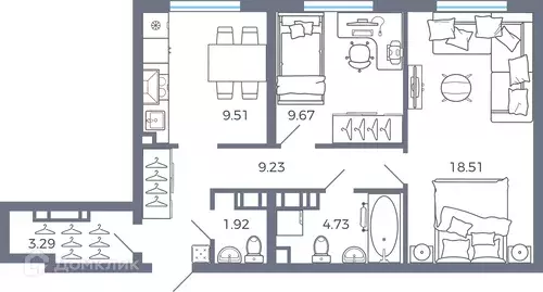 Продаётся 2-к квартира, 56.7 м - Фото 0