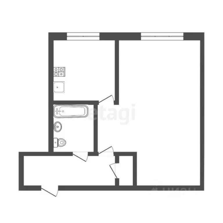 1-к кв. Тульская область, Тула ул. Льва Толстого, 91 (31.0 м) - Фото 1