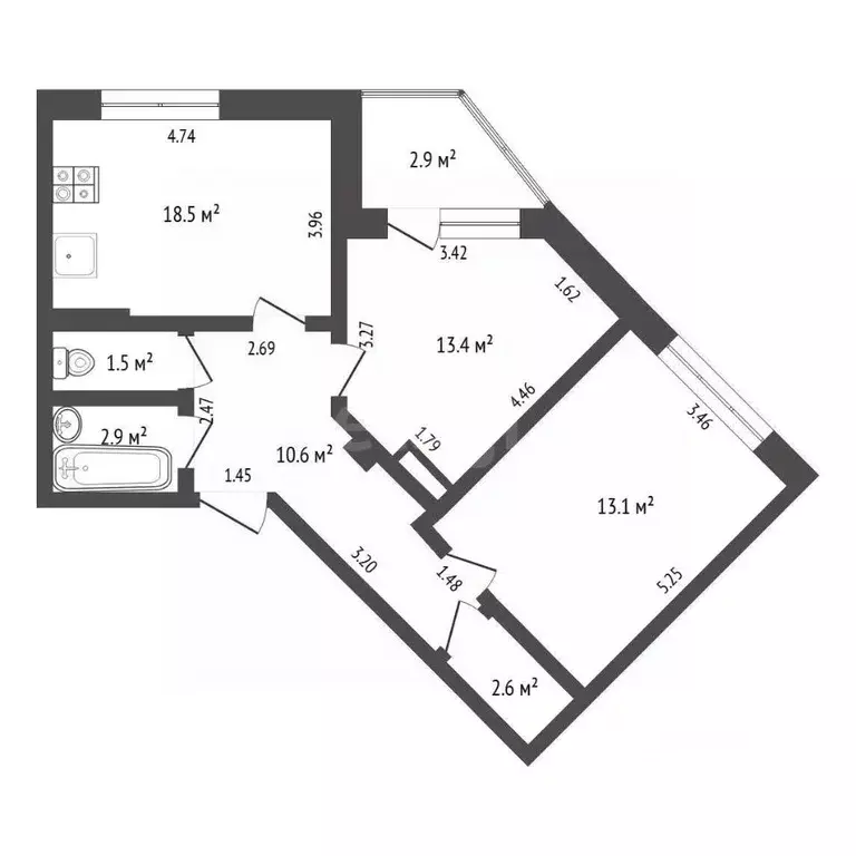 2-к кв. Тюменская область, Тюмень Широтная ул., 134к1 (67.2 м) - Фото 1