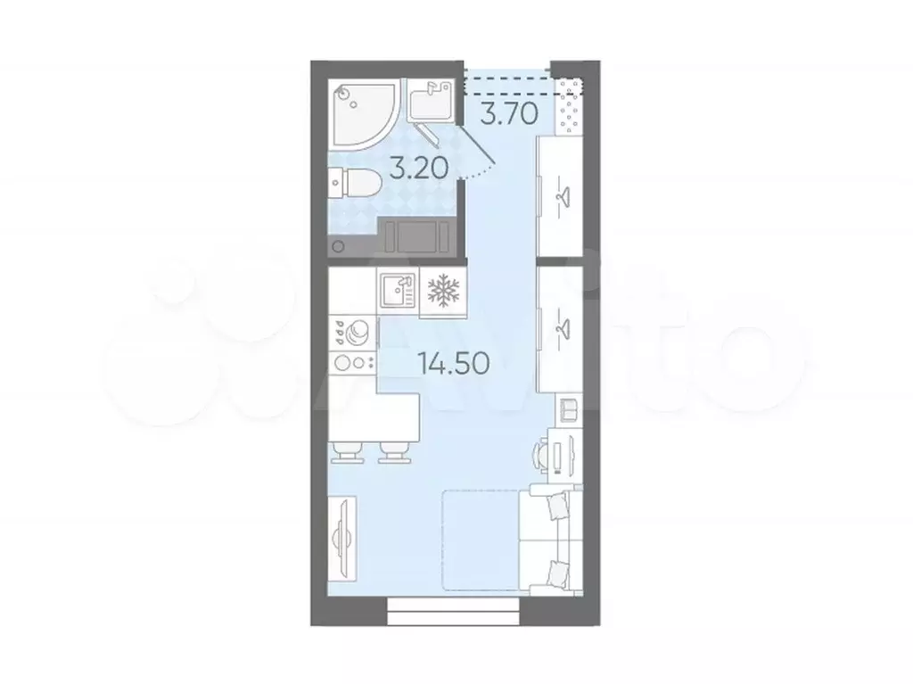 Квартира-студия, 21,4 м, 11/21 эт. - Фото 0