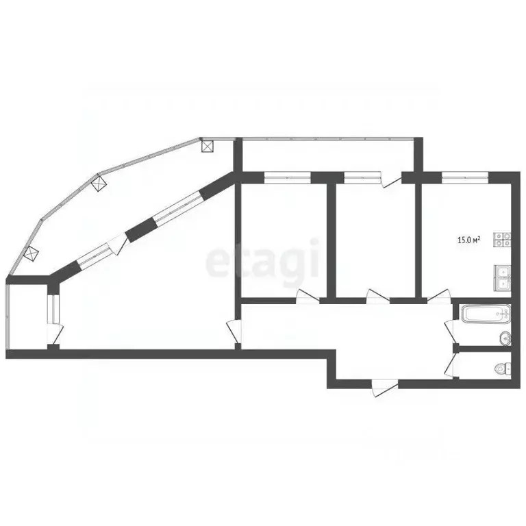 3-к кв. Вологодская область, Череповец Ленинградская ул., 60 (88.6 м) - Фото 1