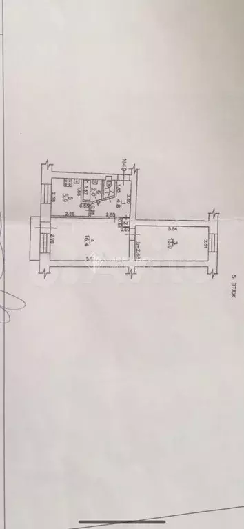 2-к. квартира, 44,5 м, 5/5 эт. - Фото 0
