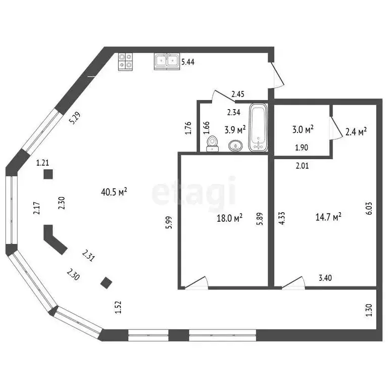 2-комнатная квартира: Кореиз, Алупкинское шоссе, 14Б (62.4 м) - Фото 1