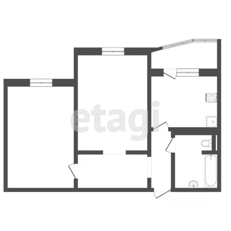 2-к кв. Тюменская область, Тюмень ул. Федюнинского, 56к1 (58.8 м) - Фото 2