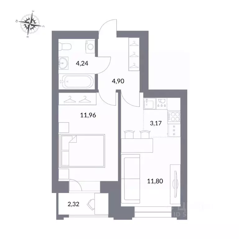 2-к кв. Новосибирская область, Новосибирск ул. Державина, 50 (38.4 м) - Фото 0