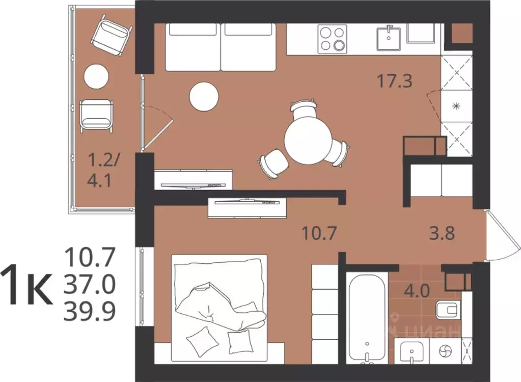 1-к кв. Калининградская область, Калининград Мичуринец-1 СТ, Луччи ... - Фото 0