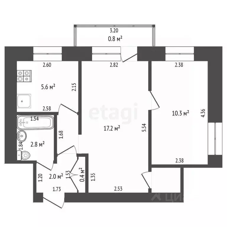 2-к кв. Башкортостан, Стерлитамак Социалистическая ул., 4 (39.6 м) - Фото 2