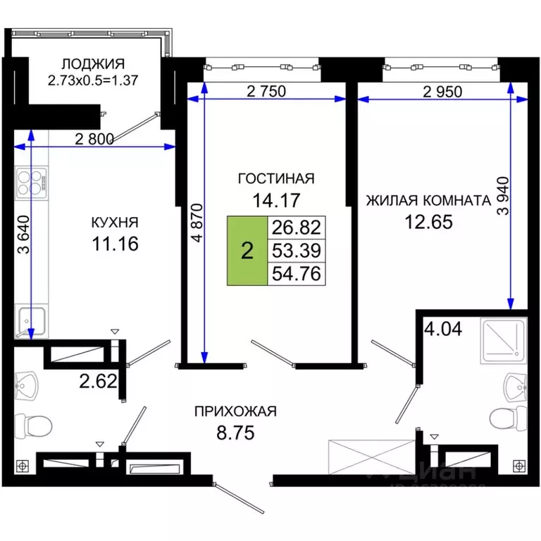 2-к кв. Ростовская область, Ростов-на-Дону Элеваторный пер., 6/2А ... - Фото 1