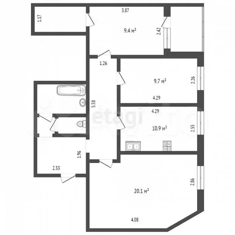 3-к. квартира, 73,5 м, 8/12 эт. - Фото 0