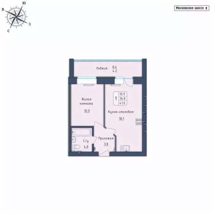 1-к кв. орловская область, орел московское ш, 7б (41.0 м) - Фото 0