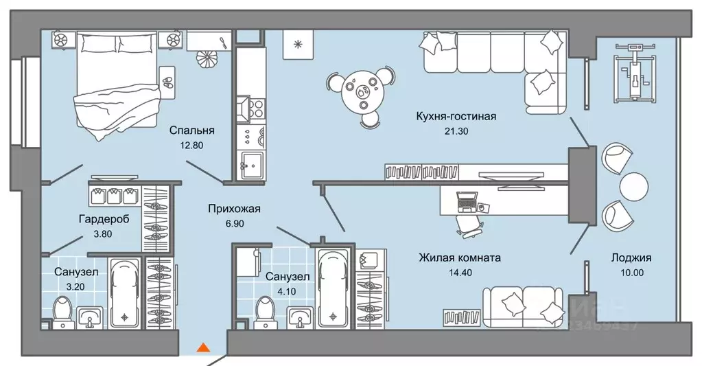 2-к кв. Пермский край, Пермь ул. Дзержинского, 31Б (72.0 м) - Фото 2