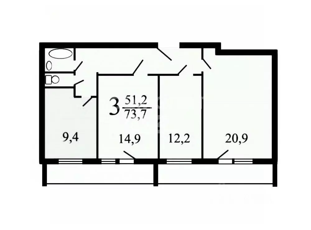 3-к кв. Москва ул. Академика Комарова, 3 (74.4 м) - Фото 1