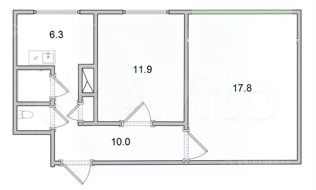 2-к. квартира, 46,7 м, 2/9 эт. - Фото 0