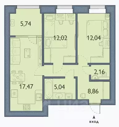 2-к кв. Брянская область, Брянский район, пос. Мичуринский, ... - Фото 1