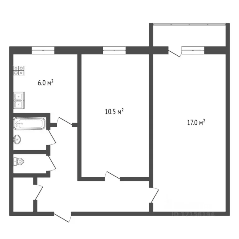 2-к кв. Тюменская область, Тюмень ул. Энергетиков, 51А (45.0 м) - Фото 1