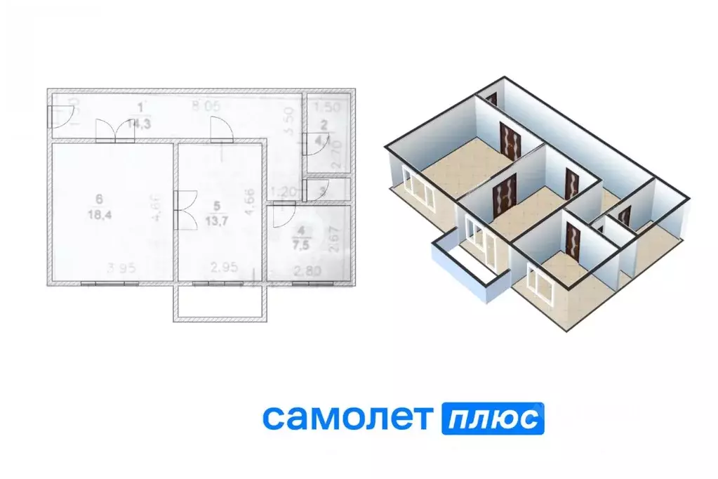 2-к кв. Кемеровская область, Кемерово ул. 50 лет Октября, 15 (59.3 м) - Фото 1