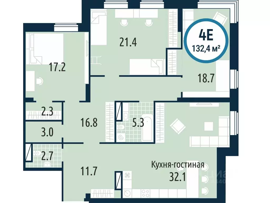 3-к кв. Тюменская область, Тюмень ул. Мельникайте, 30 (132.4 м) - Фото 0