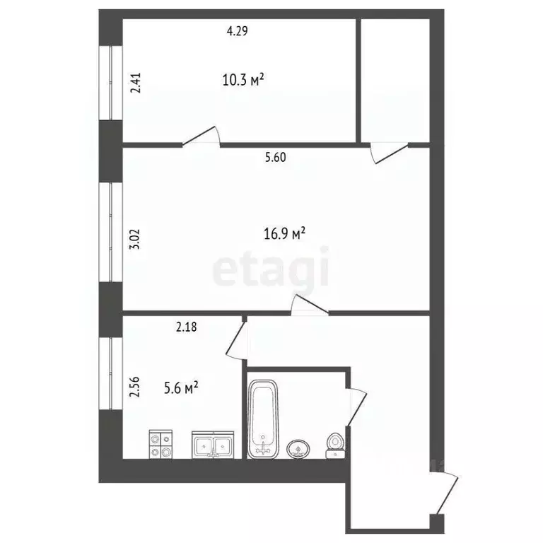 2-к кв. Челябинская область, Челябинск Трудовая ул., 17А (48.5 м) - Фото 2