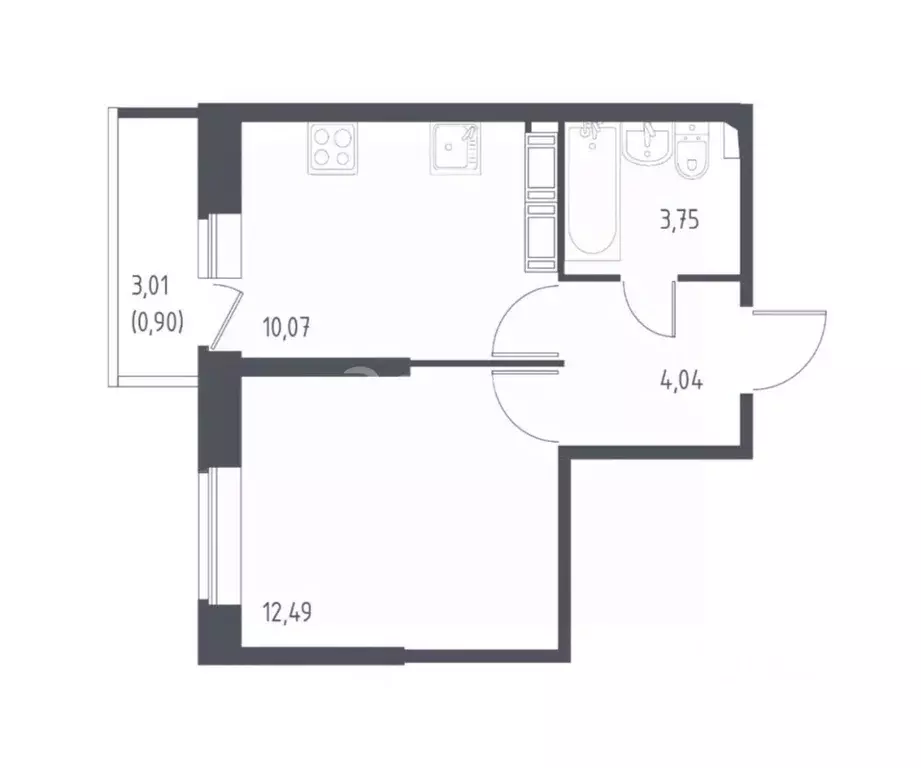1-к кв. Санкт-Петербург ул. Гудиловская, 9 (30.35 м) - Фото 2