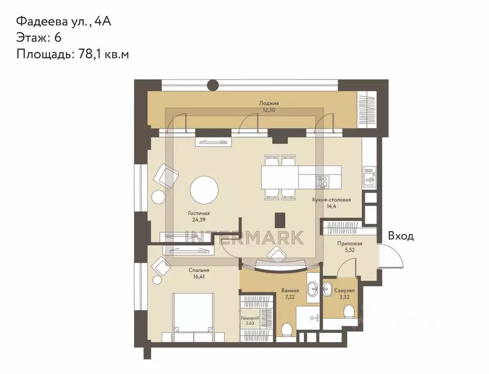 2-к кв. Москва ул. Фадеева, 4А (78.1 м) - Фото 1