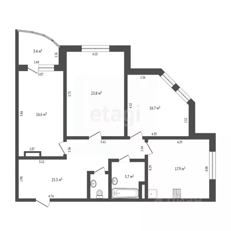 3-к кв. Омская область, Омск Омская ул., 127к1 (105.8 м) - Фото 1