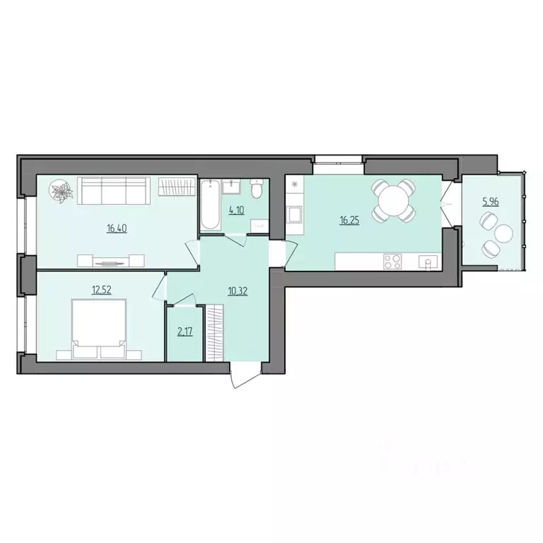 2-к кв. Ярославская область, Рыбинск Февральская ул. (64.74 м) - Фото 1