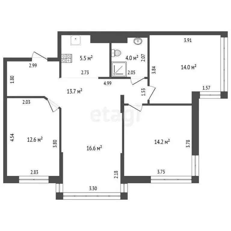 3-комнатная квартира: Кемерово, улица Мичурина, 58к1 (80.6 м) - Фото 0