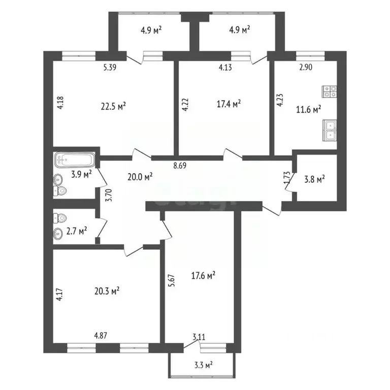 4-к кв. Ростовская область, Ростов-на-Дону Токарная ул., 3 (119.8 м) - Фото 1