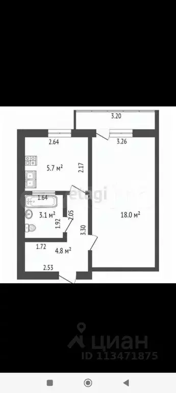 1-к кв. Калининградская область, Калининград Батальная ул., 55 (31.6 ... - Фото 1