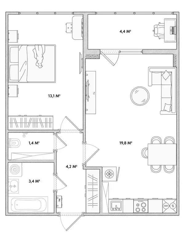 1-комнатная квартира: Орёл, Раздольная улица, 29 (41.9 м) - Фото 2