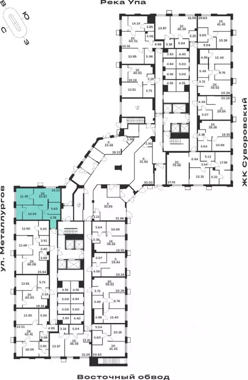 2-к кв. Тульская область, Тула Парк Патриот жилой комплекс (55.87 м) - Фото 2