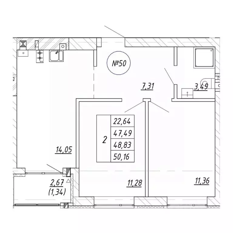 2-к кв. Калининградская область, Зеленоградск  (50.16 м) - Фото 1