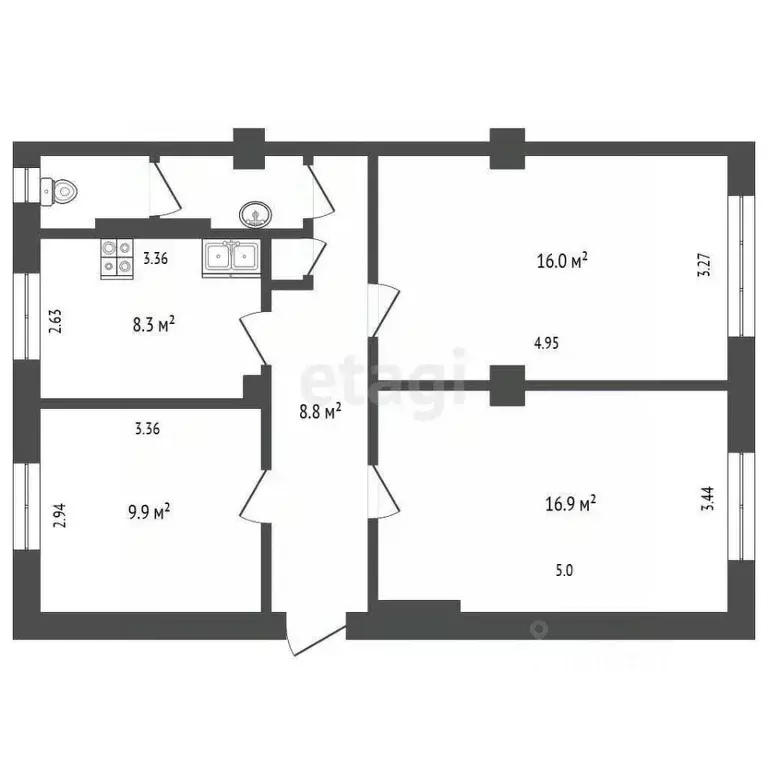Комната Вологодская область, Вологда ул. Александра Клубова, 41 (26.8 ... - Фото 2