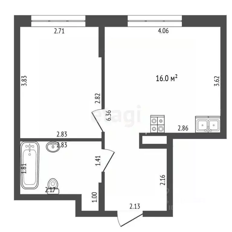 1-к кв. Тюменская область, Тюмень ул. Новоселов, 90 (36.1 м) - Фото 1
