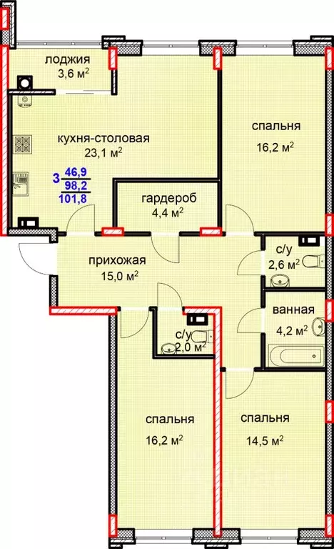 3-к кв. Ставропольский край, Ставрополь № 35 мкр, Суворов жилой ... - Фото 1