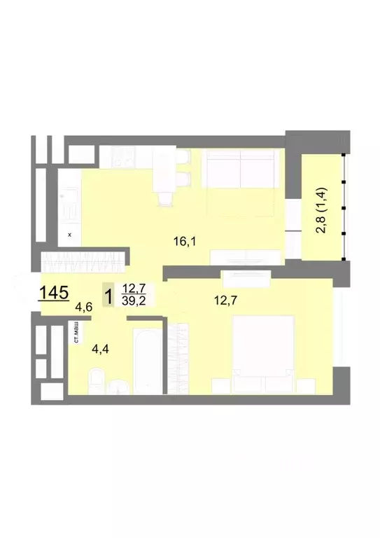 1-к кв. Свердловская область, Екатеринбург ул. Шаумяна, 77 (39.2 м) - Фото 0