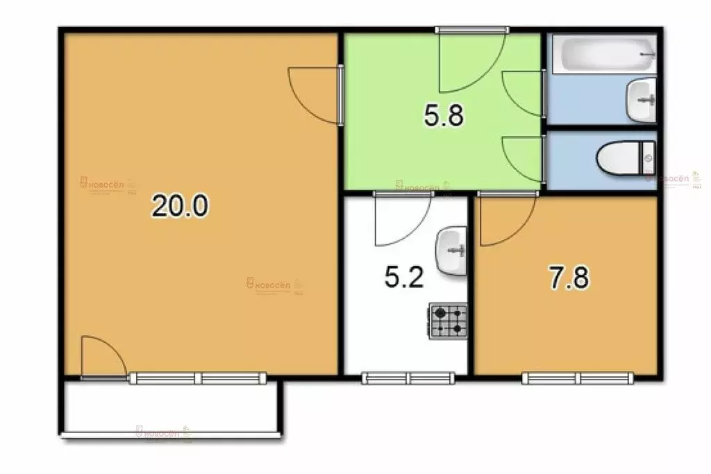 2-комнатная квартира: Екатеринбург, улица Бакинских Комиссаров, 100 ... - Фото 1