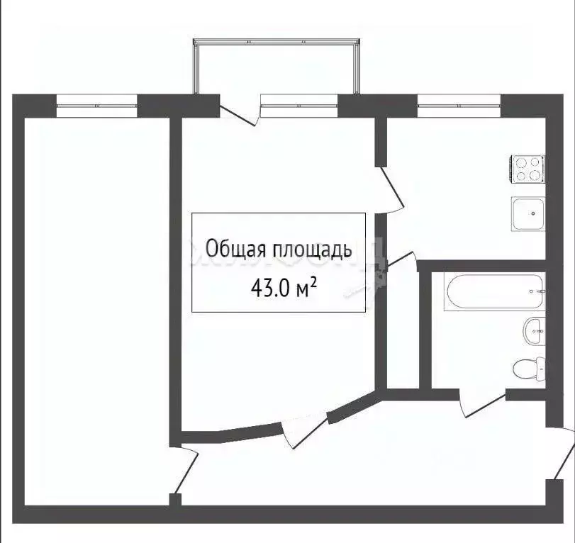 2-к кв. Томская область, Томск ул. Елизаровых, 42 (43.0 м) - Фото 0