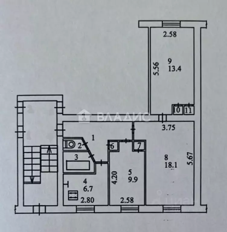 3-к кв. Калужская область, Калуга пер. Малинники, 7 (60.4 м) - Фото 2