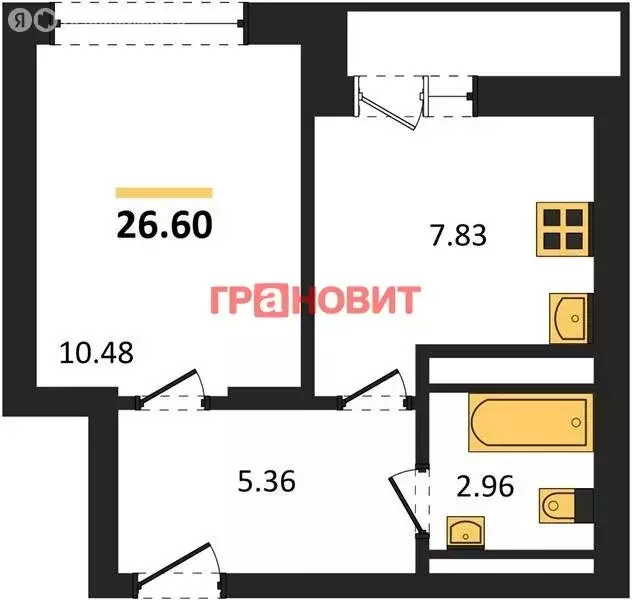 1-комнатная квартира: Новосибирск, Фабричная улица, 65/4 (26.6 м) - Фото 0