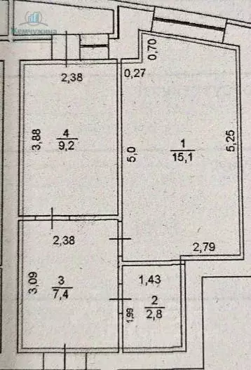 1-к кв. Ульяновская область, Димитровград Мостовая ул., 20 (34.5 м) - Фото 1