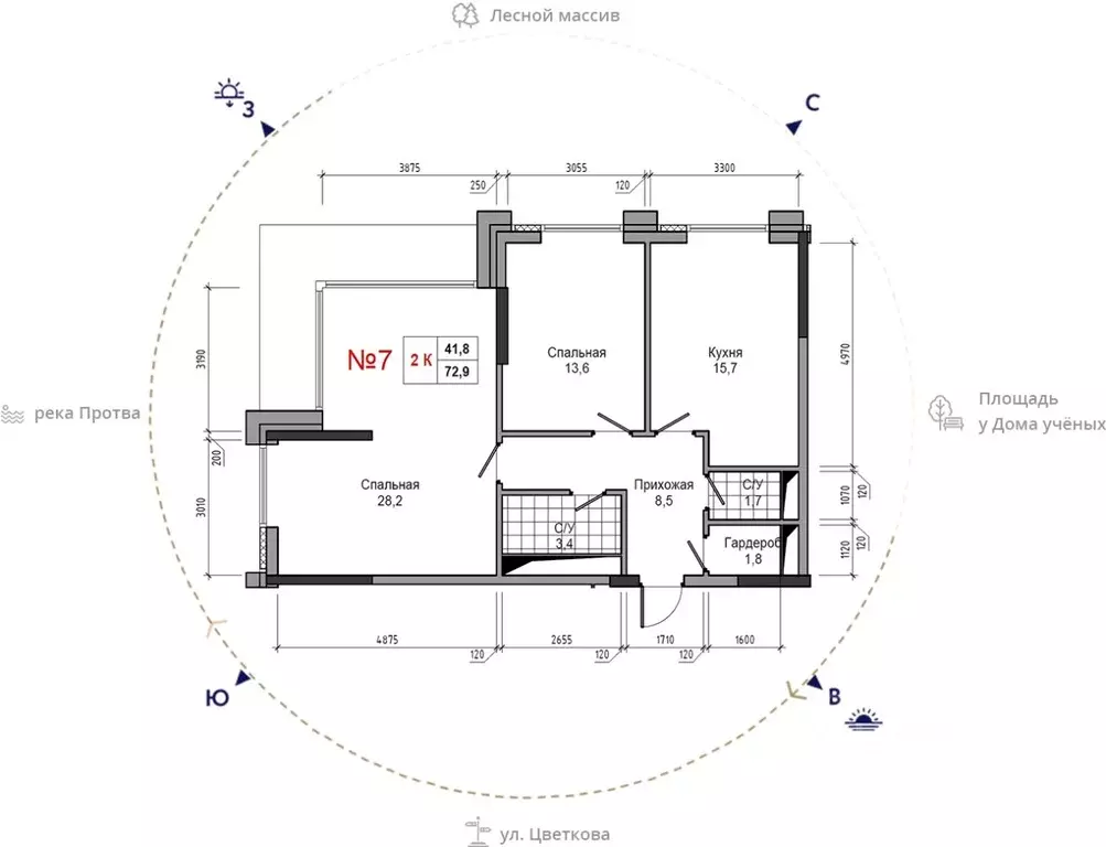 2-к кв. Калужская область, Обнинск ул. Усачева (72.9 м) - Фото 0