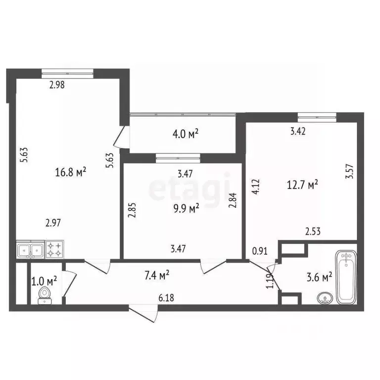 2-к кв. Санкт-Петербург ул. Орбитальная, 5 (53.0 м) - Фото 1