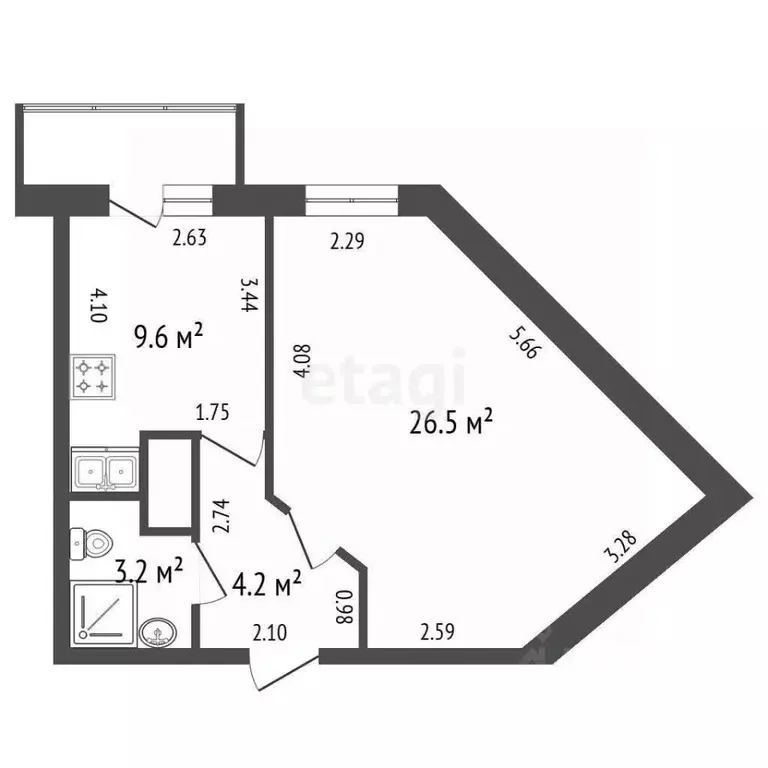 2-к кв. Санкт-Петербург Горелово тер., ул. Коммунаров, 190 (43.5 м) - Фото 0