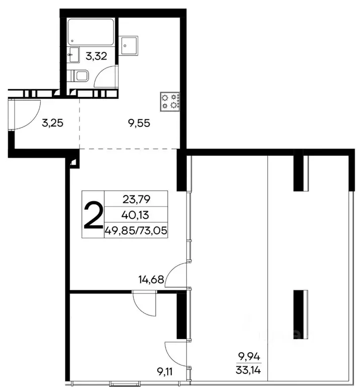 2-к кв. Крым, Алушта муниципальный округ, пос. Семидворье  (75.12 м) - Фото 1