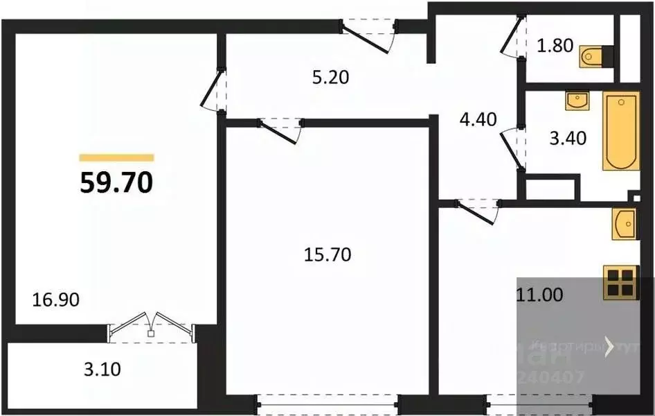 2-к кв. Воронежская область, Воронеж ул. Загоровского, 9/3 (59.7 м) - Фото 0