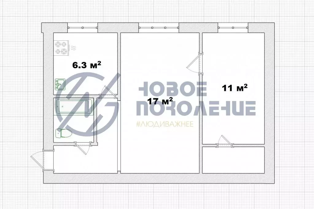 2-к кв. Омская область, Омск просп. Мира, 167/2 (45.2 м) - Фото 2
