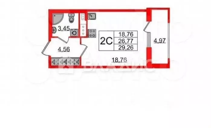 Квартира-студия, 25 м, 1/9 эт. - Фото 0
