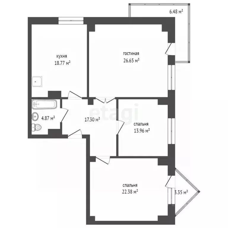 3-к кв. Красноярский край, Красноярск ул. Молокова, 28А (99.1 м) - Фото 2